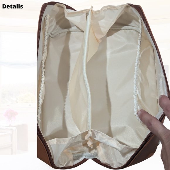 Large Capacity Toiletry & Makeup Bag - Waterproof PU Leather - Brown - Picture 6 of 7